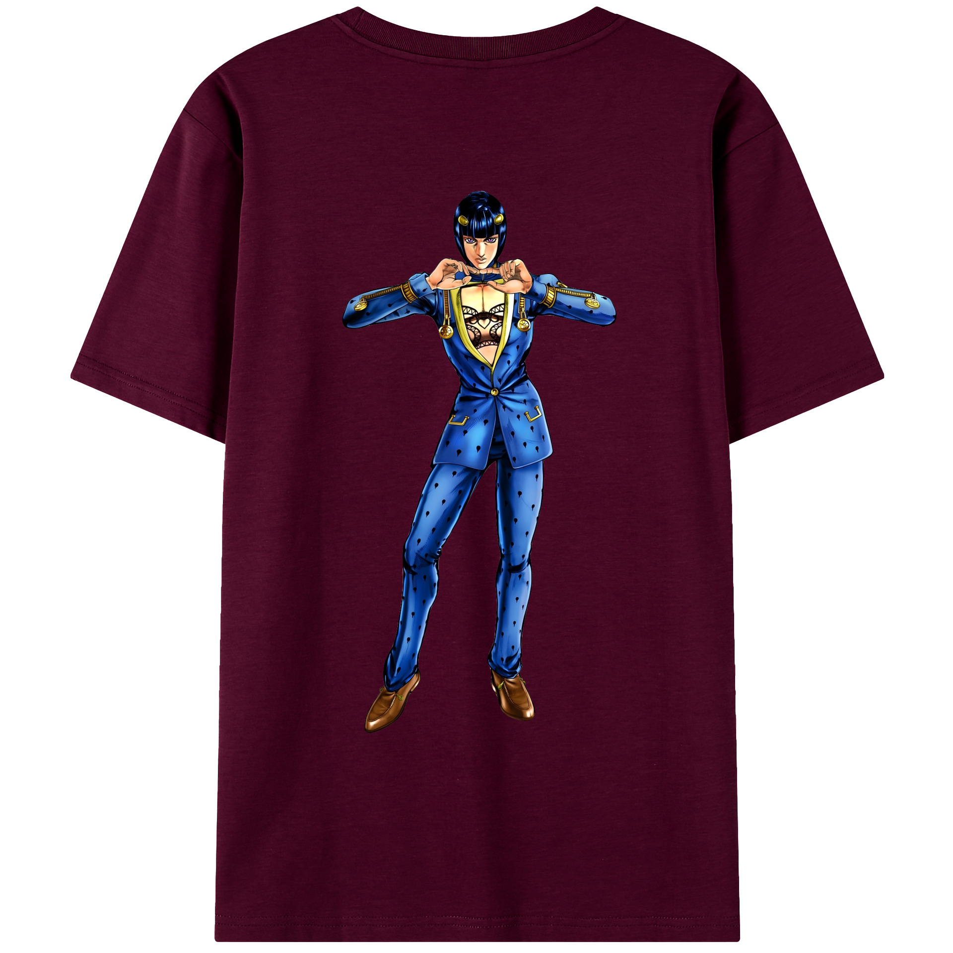 （画像用） ジョジョの奇妙な冒険 ブローノ?ブチャラティ JoJo's Bizarre Adventure Bruno Bucciarati レディース半袖Tシャツ(バックプリント)